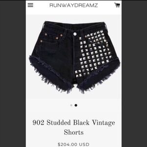 Runwaydreamz 902 Black Studded Vintage Shorts